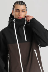 Men's Black & Coffee Face Vent Asym-Zip Waterproof Insulated Snow Jacket